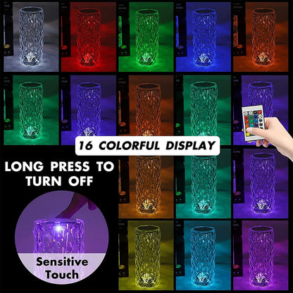 16 Color Changing Rose Crystal Diamond Table Lamp